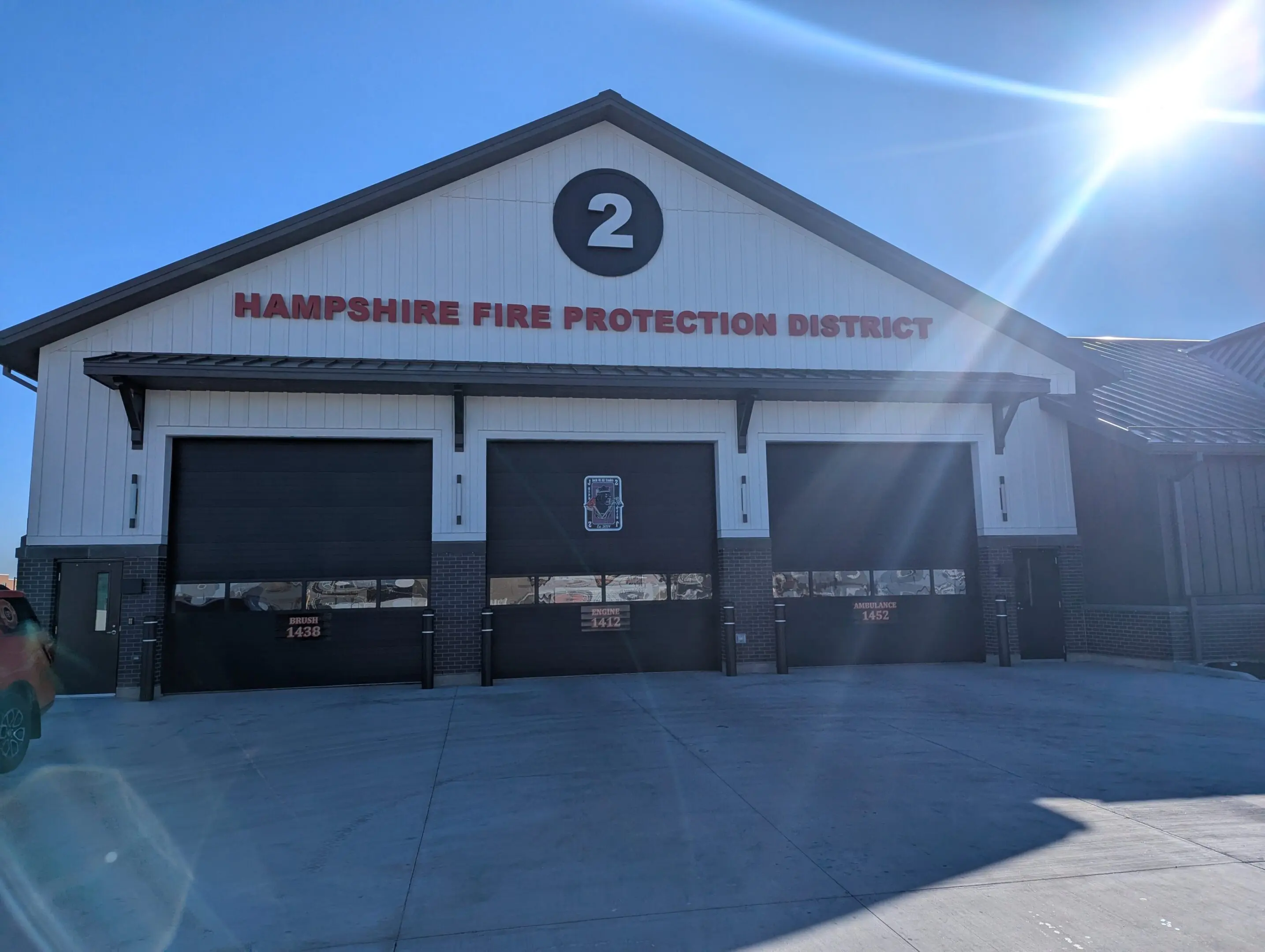 A fire station with the number 2 on it.